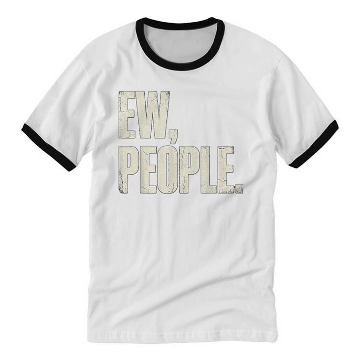 EW People Introvert Sarcastic Graphic Style Unisex Cotton Ringer T-Shirt EW People Introvert Sarcastic Graphic Style Unisex Cotton Ringer T-Shirt