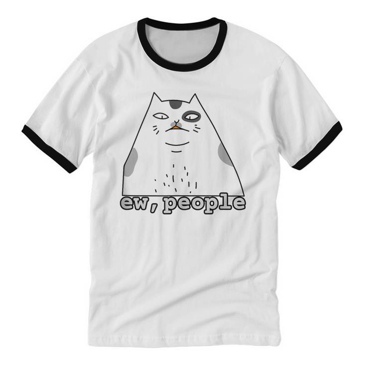 Ew People Introvert Sayings Sarcastic Cat Quote Unisex Cotton Ringer T-Shirt Ew People Introvert Sayings Sarcastic Cat Quote Unisex Cotton Ringer T-Shirt