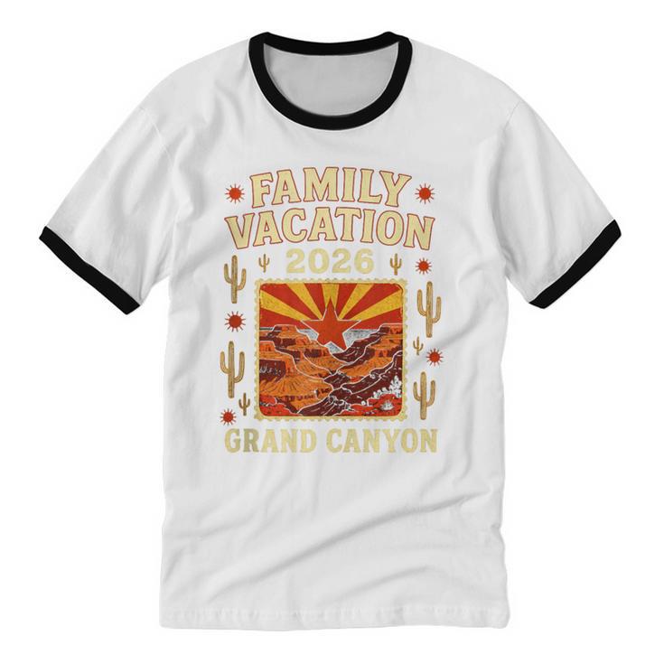 Family Vacation Grand Canyon 2026 Nostalgia Unisex Cotton Ringer T-Shirt