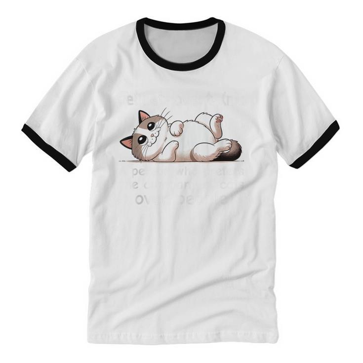 Felinetrovert Definition Cat Lover Introvert Humor Cats Unisex Cotton Ringer T-Shirt