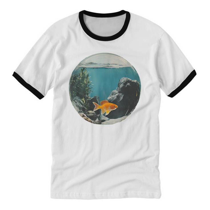 Fish Bowl Frutiger Aero Y2K Retro Vibes Unisex Cotton Ringer T-Shirt