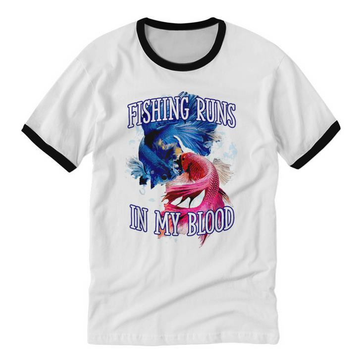 Fishing Runs In My Blood Introvert Hobby Antisocial Unisex Cotton Ringer T-Shirt Fishing Runs In My Blood Introvert Hobby Antisocial Unisex Cotton Ringer T-Shirt