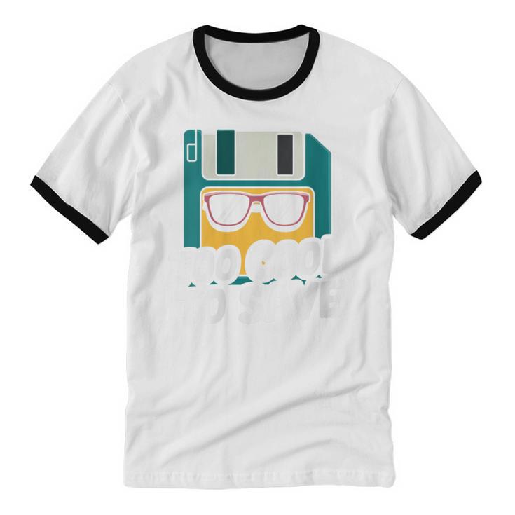 Floppy Disk Retro Tech Nostalgia Old School Computing Humor Unisex Cotton Ringer T-Shirt
