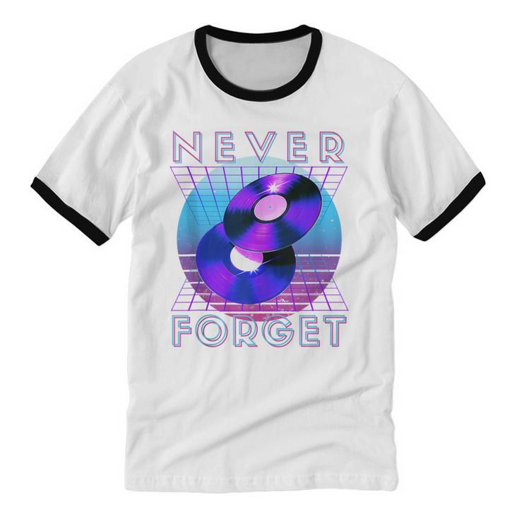 Never Forget Retro 80s 90s Nostalgia Unisex Cotton Ringer T-Shirt