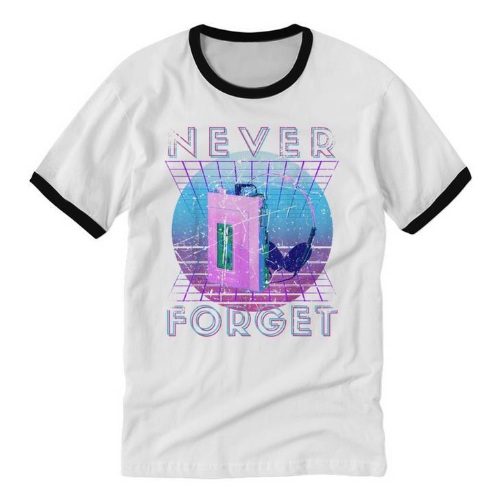Never Forget Retro 80s 90s Nostalgia Unisex Cotton Ringer T-Shirt