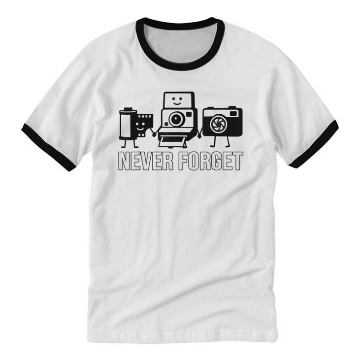 Never Forget Retro Camera Photography Nostalgia Unisex Cotton Ringer T-Shirt Never Forget Retro Camera Photography Nostalgia Unisex Cotton Ringer T-Shirt