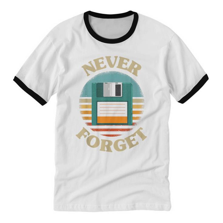 Never Forget Retro Diskette Nostalgia Vintage Unisex Cotton Ringer T-Shirt Never Forget Retro Diskette Nostalgia Vintage Unisex Cotton Ringer T-Shirt
