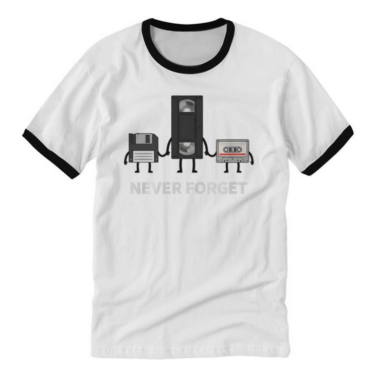 Never Forget Retro Nostalgia Tapes Throwback 80s Premium Tri-Blend Unisex Cotton Ringer T-Shirt