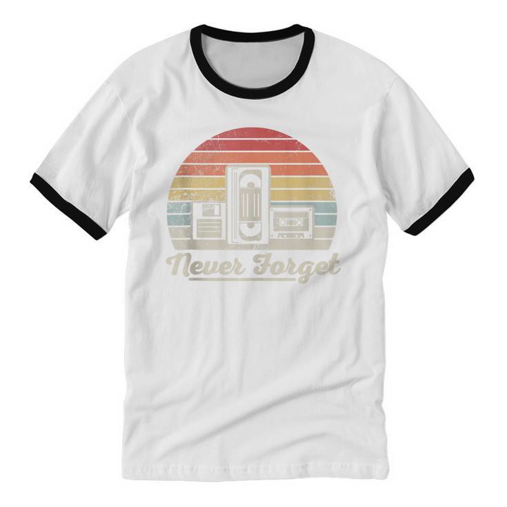 Never Forget Retro Nostalgia Vintage Cassette Unisex Cotton Ringer T-Shirt Never Forget Retro Nostalgia Vintage Cassette Unisex Cotton Ringer T-Shirt