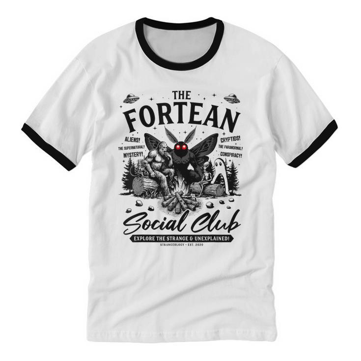 Fortean Social Club Bigfoot Mothman Alien Cryptid Introvert Unisex Cotton Ringer T-Shirt