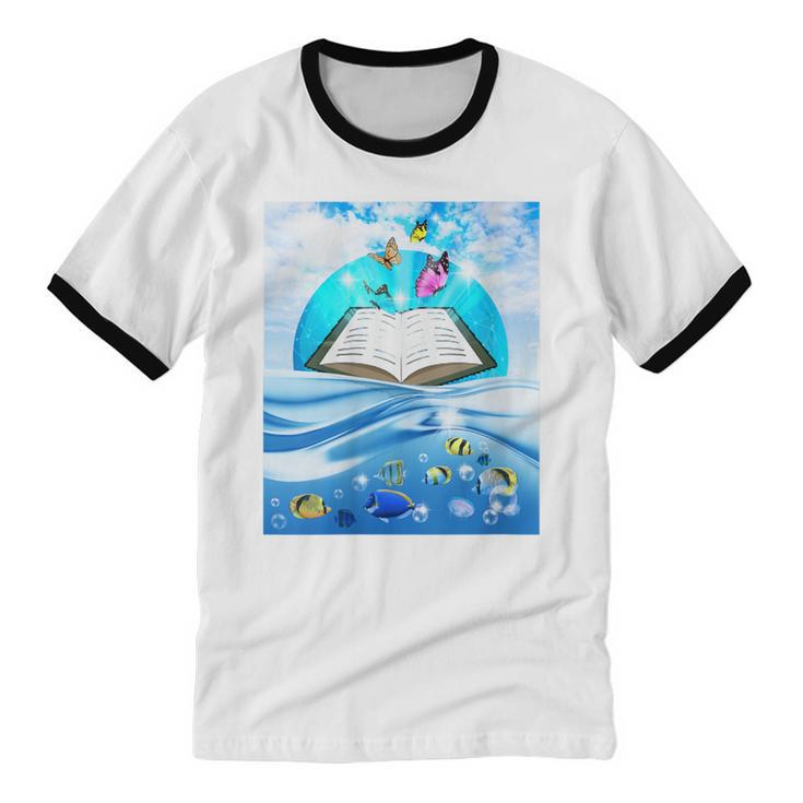 Frutiger Aero Aesthetic Tech Book Butterfly Unisex Cotton Ringer T-Shirt