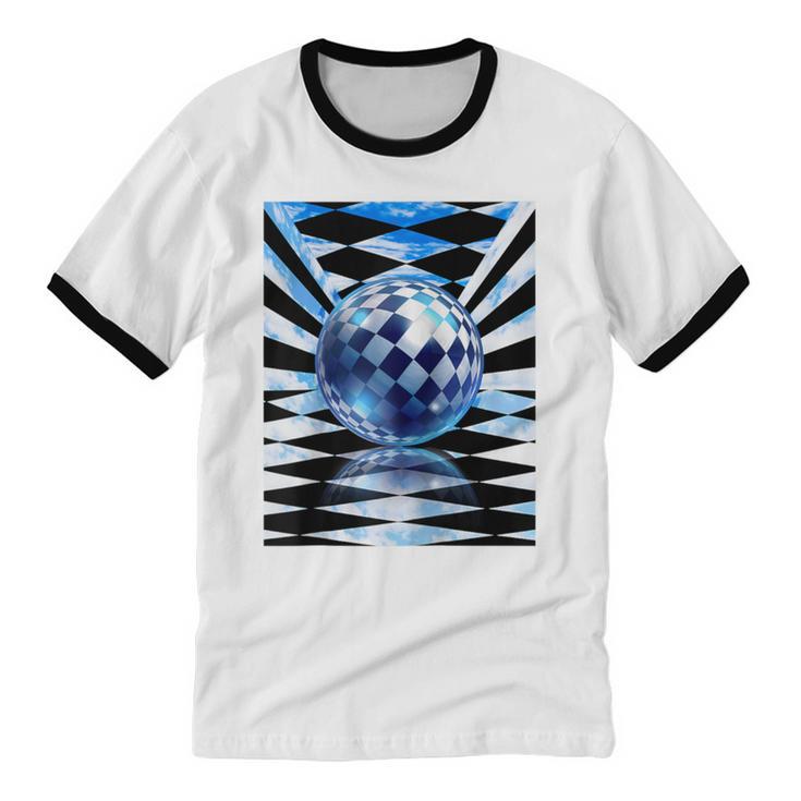 Frutiger Aero Aesthetic Tech Checkered Room Orb Sky Raglan Baseball Tee Unisex Cotton Ringer T-Shirt