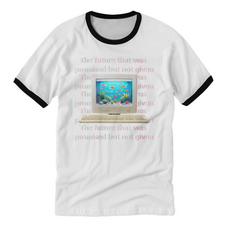 Frutiger Aero Aesthetic Tech The Future That Was Promised Unisex Cotton Ringer T-Shirt