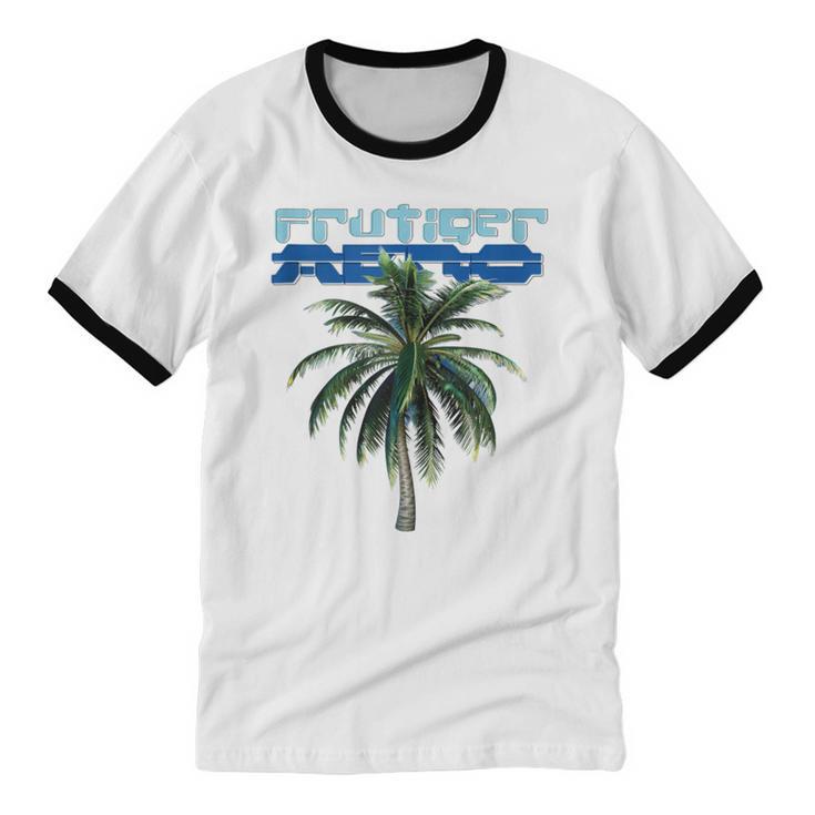 Frutiger Aero Palm Tree Y2k Aesthetic 2000s Trend Unisex Cotton Ringer T-Shirt