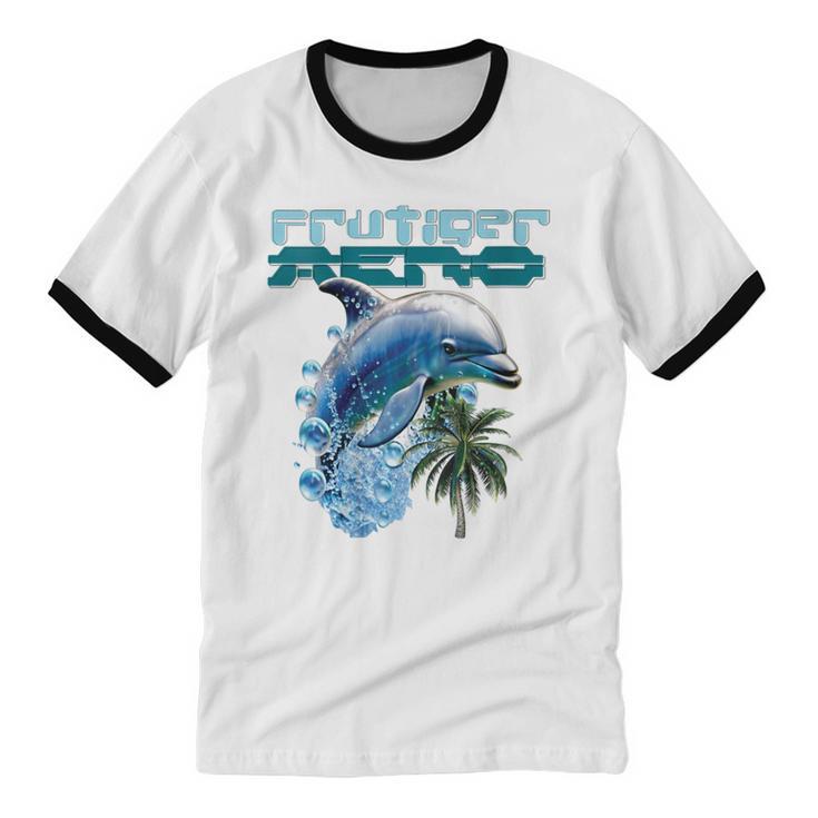 Frutiger Aero Splashy Dolphin Y2k Aesthetic Graphic Unisex Cotton Ringer T-Shirt Frutiger Aero Splashy Dolphin Y2k Aesthetic Graphic Unisex Cotton Ringer T-Shirt