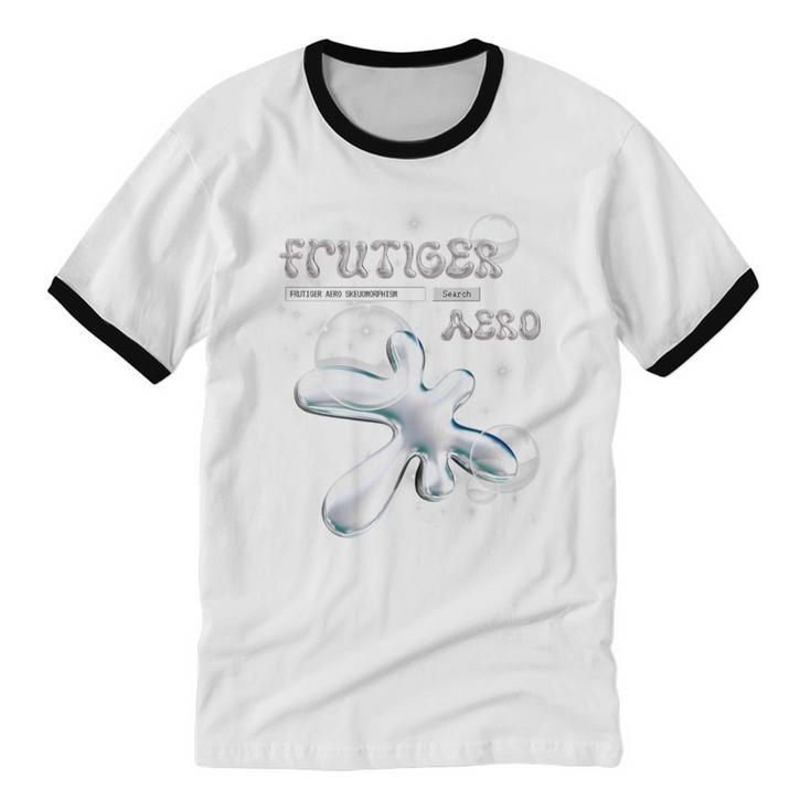 Frutiger Aero Y2K Fashion Trends Statement Piece Tech Orb Premium Tri-Blend Unisex Cotton Ringer T-Shirt