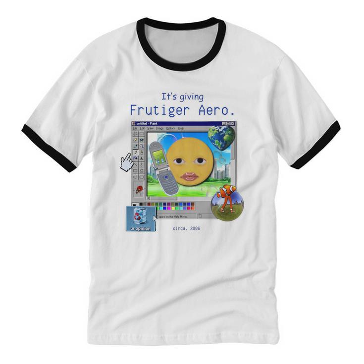 Frutiger Aero Y2K Meme Graphic 2000s Nostalgia Premium Unisex Cotton Ringer T-Shirt
