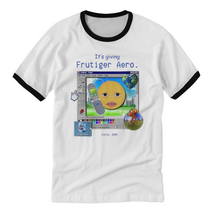 Frutiger Aero Y2K Meme Graphic 2000s Nostalgia Unisex Cotton Ringer T-Shirt Frutiger Aero Y2K Meme Graphic 2000s Nostalgia Unisex Cotton Ringer T-Shirt