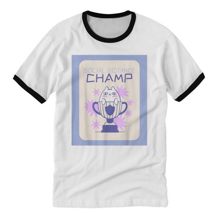 Fun Cute Introvert Cat Character Trophy For Men Women Unisex Cotton Ringer T-Shirt Fun Cute Introvert Cat Character Trophy For Men Women Unisex Cotton Ringer T-Shirt