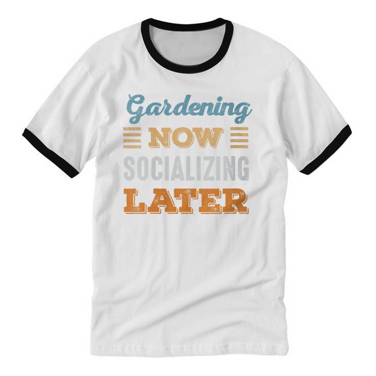 Gardening Now Minimal Socializing Introvert Vintage Unisex Cotton Ringer T-Shirt Gardening Now Minimal Socializing Introvert Vintage Unisex Cotton Ringer T-Shirt