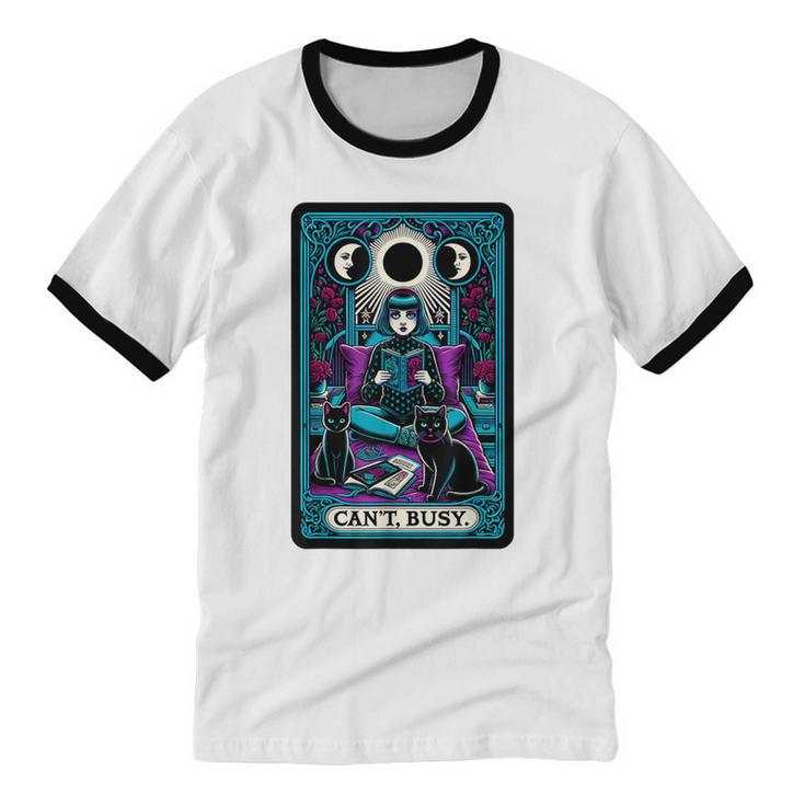 Gothic Girl Tarot Card Introverted Reader And Reading Unisex Cotton Ringer T-Shirt