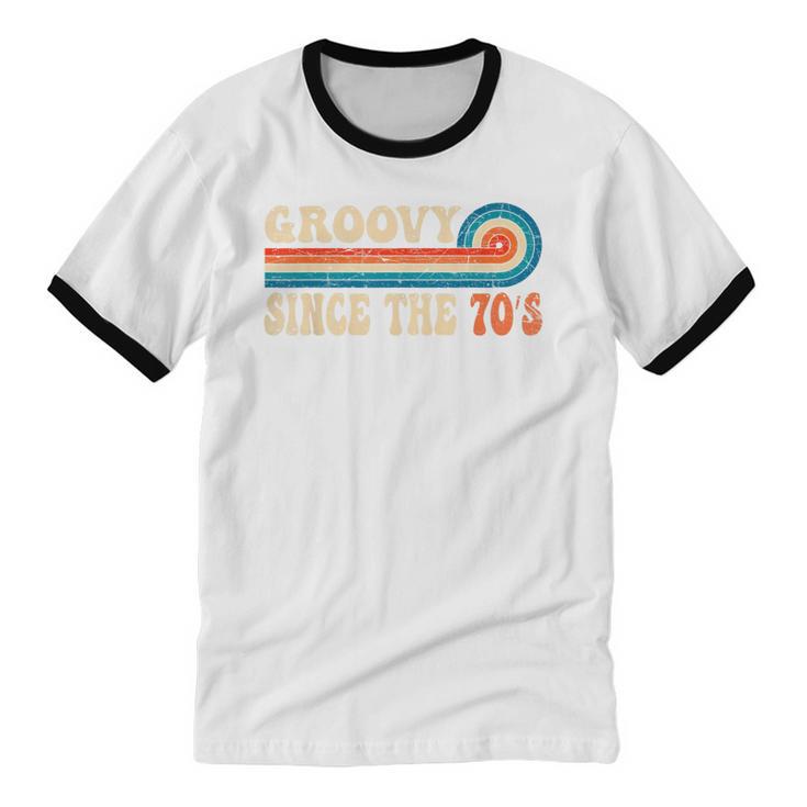 Groovy Since The 70s Aesthetic Nostalgia 1970's Retro Unisex Cotton Ringer T-Shirt Groovy Since The 70s Aesthetic Nostalgia 1970's Retro Unisex Cotton Ringer T-Shirt