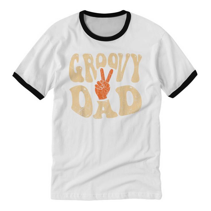 Groovy Dad 70s Aesthetic Nostalgia 1970's Retro Dad Unisex Cotton Ringer T-Shirt
