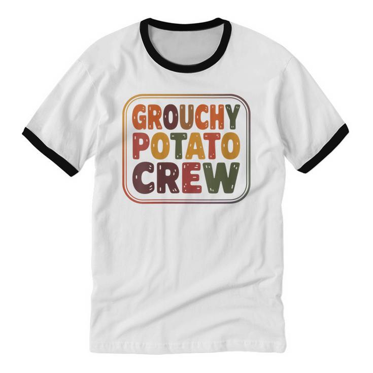 Grouchy Potato Crew Introvert Sarcasm Unisex Cotton Ringer T-Shirt
