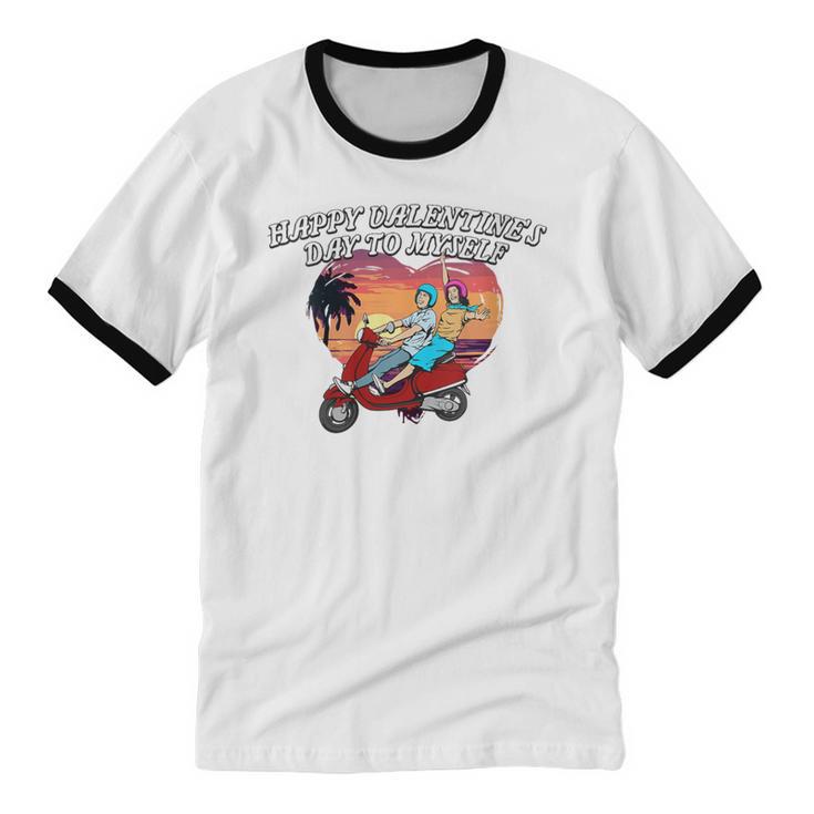 Happy Valentines Day To Myself Introvert Humor Unisex Cotton Ringer T-Shirt Happy Valentines Day To Myself Introvert Humor Unisex Cotton Ringer T-Shirt