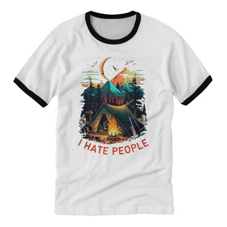 I Hate People Id Rather Be Camping Sarcastic Introvert Unisex Cotton Ringer T-Shirt I Hate People Id Rather Be Camping Sarcastic Introvert Unisex Cotton Ringer T-Shirt