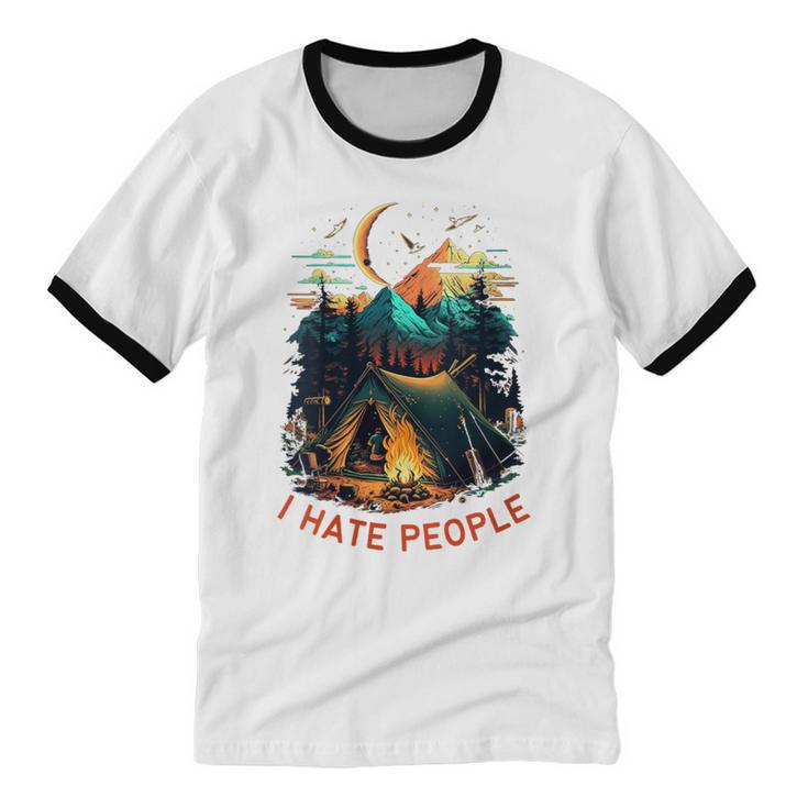 I Hate People Id Rather Be Camping Sarcastic Introvert Unisex Cotton Ringer T-Shirt I Hate People Id Rather Be Camping Sarcastic Introvert Unisex Cotton Ringer T-Shirt