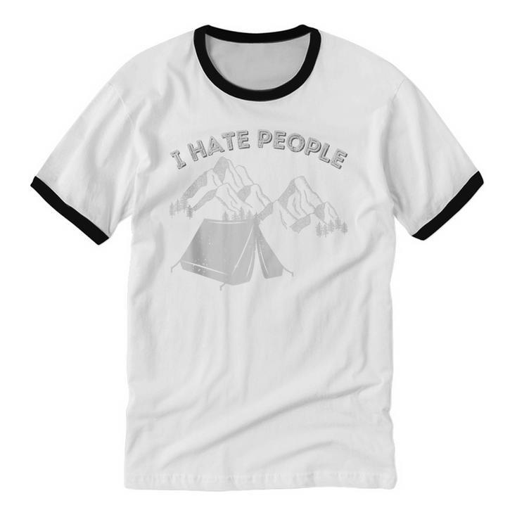 I Hate People Introvert Sarcastic I Love Camping Unisex Cotton Ringer T-Shirt