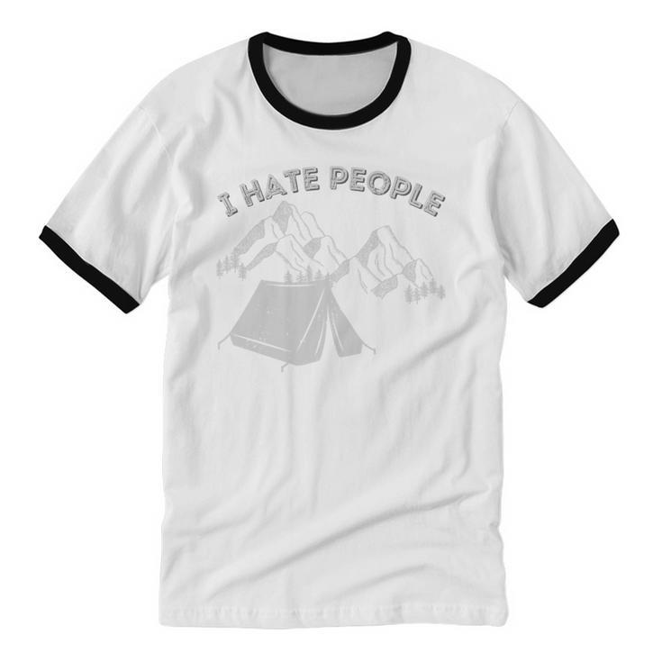 I Hate People Introvert Sarcastic I Love Camping Unisex Cotton Ringer T-Shirt