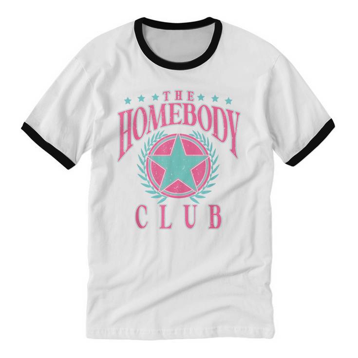 The Homebody Club Antisocial Retro Introvert Unisex Cotton Ringer T-Shirt