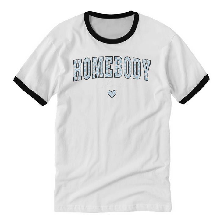Homebody Club Checkerboard Introvert Self Growth Work Home Unisex Cotton Ringer T-Shirt