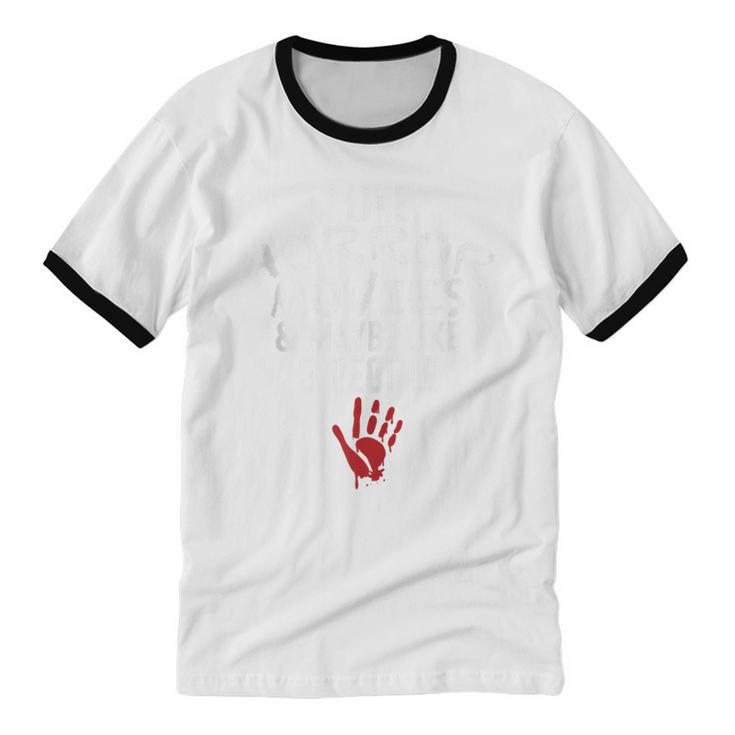 I Like Horror Movies And Maybe 3 People Introvert Unisex Cotton Ringer T-Shirt I Like Horror Movies And Maybe 3 People Introvert Unisex Cotton Ringer T-Shirt