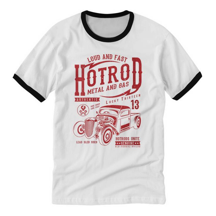 Hotrod Car Automotive Nostalgia Distressed Retro Unisex Cotton Ringer T-Shirt Hotrod Car Automotive Nostalgia Distressed Retro Unisex Cotton Ringer T-Shirt