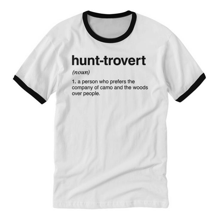 Hunt-Trovert Hunting Camo Woods Introvert Unisex Cotton Ringer T-Shirt