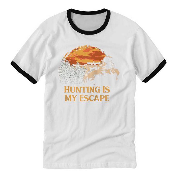 Hunting Is My Escape Introvert Hunter Antisocial Raglan Baseball Tee Unisex Cotton Ringer T-Shirt