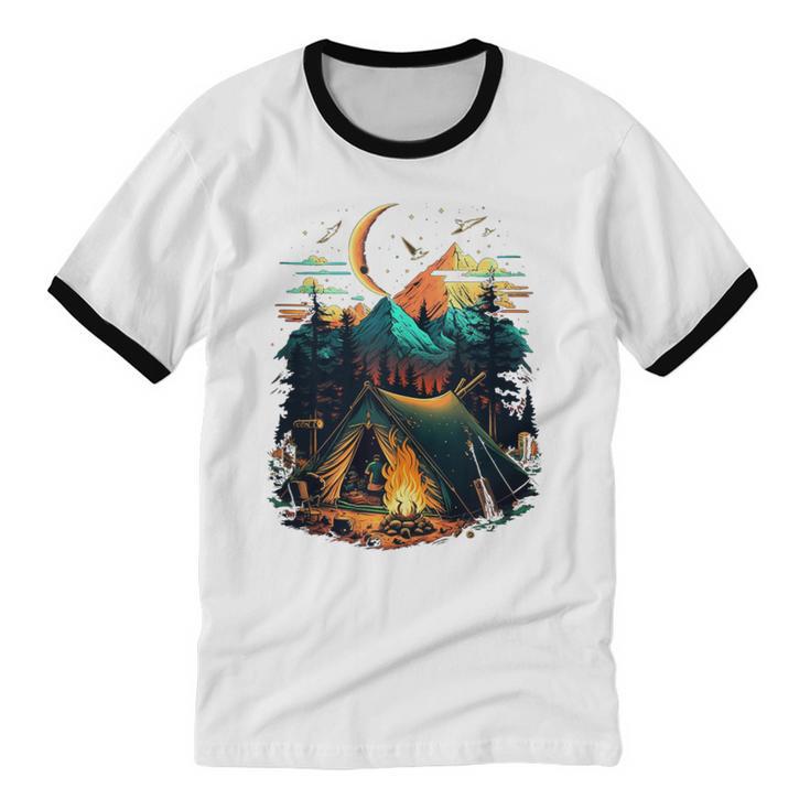 Id Rather Be Camping Great Outdoors Love Glamping Introvert Unisex Cotton Ringer T-Shirt Id Rather Be Camping Great Outdoors Love Glamping Introvert Unisex Cotton Ringer T-Shirt