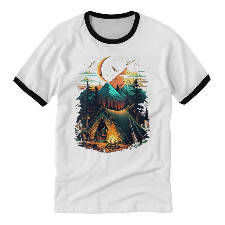 Id Rather Be Camping Great Outdoors Love Glamping Introvert Unisex Cotton Ringer T-Shirt Id Rather Be Camping Great Outdoors Love Glamping Introvert Unisex Cotton Ringer T-Shirt