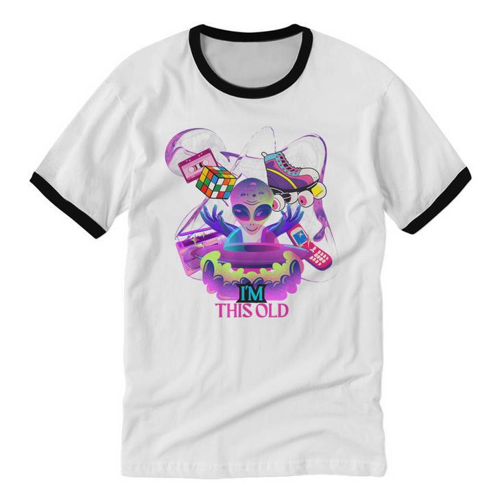 I’m This Old Retro 80s Nostalgia Alien Unisex Cotton Ringer T-Shirt