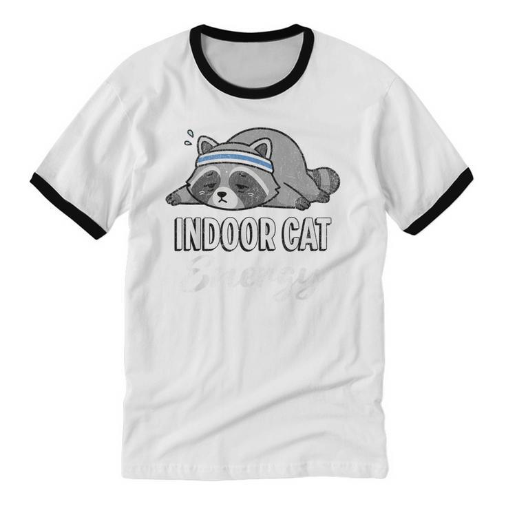 Indoor Cat Energy Raccoon Introvert Anti Social Mascot Unisex Cotton Ringer T-Shirt Indoor Cat Energy Raccoon Introvert Anti Social Mascot Unisex Cotton Ringer T-Shirt