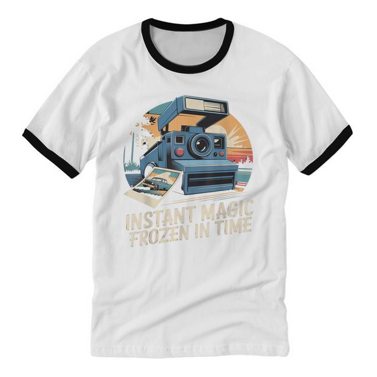 Instant Magic Frozen In Time Retro Camera Nostalgia Unisex Cotton Ringer T-Shirt Instant Magic Frozen In Time Retro Camera Nostalgia Unisex Cotton Ringer T-Shirt
