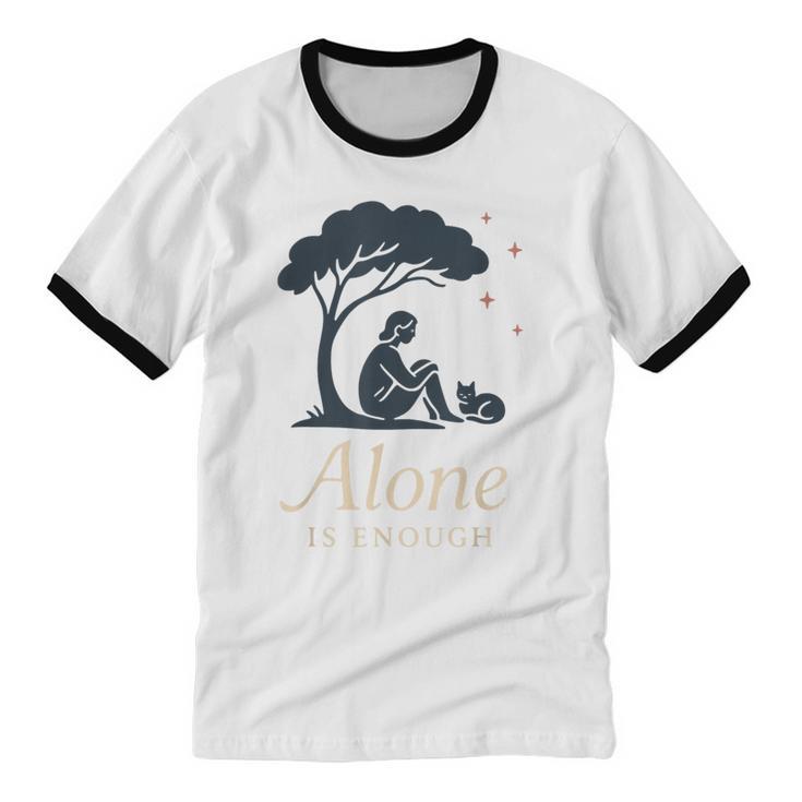 Introvert Alone Is Enough Social Battery Low Antisocial Unisex Cotton Ringer T-Shirt