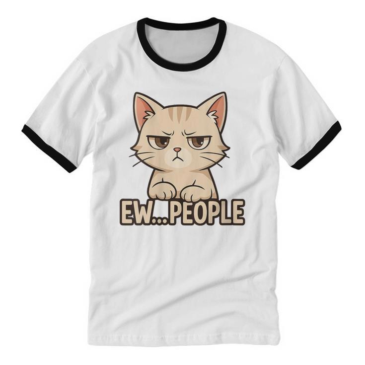 Introvert Anime Cat Ew People Unisex Cotton Ringer T-Shirt