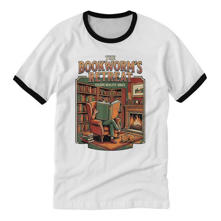 Introvert Book Lover The Bookworm's Retreat Unisex Cotton Ringer T-Shirt Introvert Book Lover The Bookworm's Retreat Unisex Cotton Ringer T-Shirt