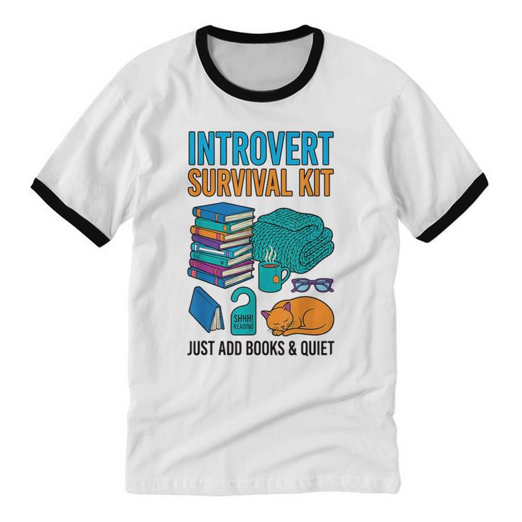 Introvert Book Lover Introvert Survival Kit Unisex Cotton Ringer T-Shirt Introvert Book Lover Introvert Survival Kit Unisex Cotton Ringer T-Shirt