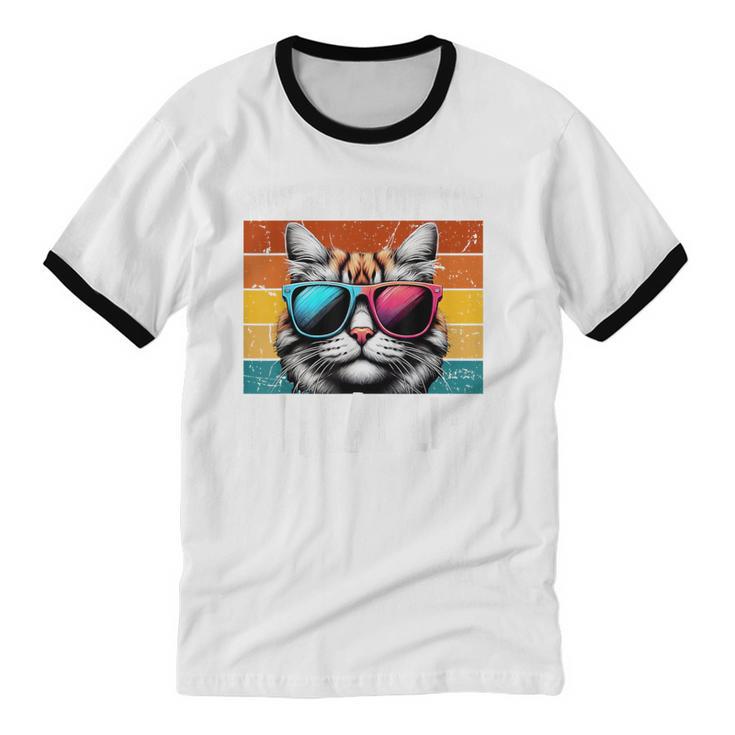 Introvert Cat How Do I Block You Retro Cat Sarcastic Men Women Girls Unisex Cotton Ringer T-Shirt