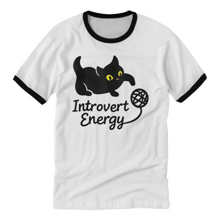 Introvert Energy Cat Love Cat Meme Unisex Cotton Ringer T-Shirt